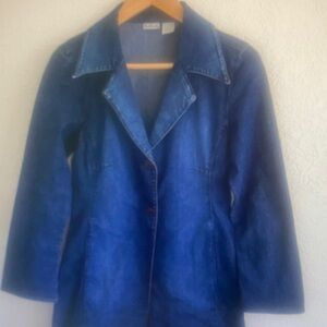 Rubbish Y2K Denim Trench Coat Long Duster Jacket Dark Wash Indigo Small